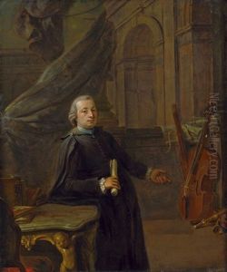 Bildnis Eines Hofkapellmeisters An Seinem Arbeitstisch, Im Hintergrund Musikinstrumente