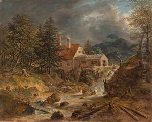 Sagemuhle Im Leitzachtal Mit Dem Wendelstein by Johann Jakob Dorner the Younger