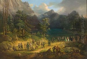 Hofische Gesellschaft Nach Der Gamsjagd Am Konigssee by Johann Jakob Dorner the Younger