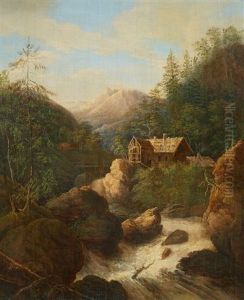 A Mountainous Landscape With A Mill by Johann Jakob Dorner the Younger