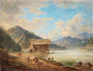 Landskap Vid Sjo by Johann Jakob Dorner the Younger