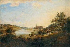 Blick Auf Den Tegernsee Mit Kloster