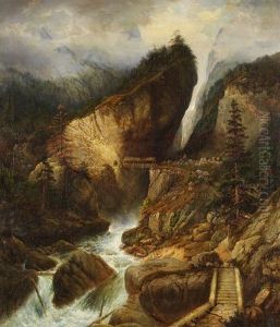 Wasserfall In Den Bayerischen Alpen (die Hollenklamm Bei Garmisch?)