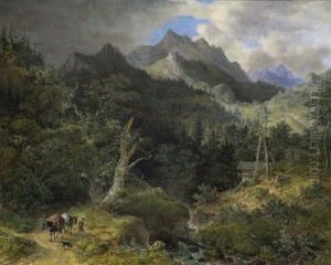 Gebirgslandschaft Mit Wildbach by Johann Jakob Dorner the Younger