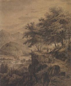 Holzbauern Auf Dem Heimweg Im Gebirgstal by Johann Jakob Dorner the Younger
