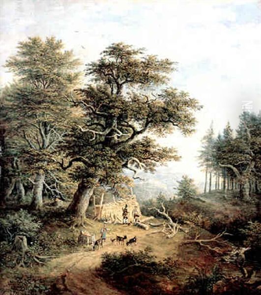 Gebirgslandschaft Mit Einer Ziegenhirtin - view 1