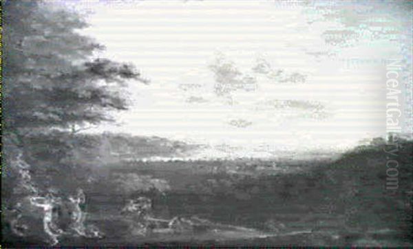 Peasants Worshipping A Statue Of Pan In An Extensive Italianate Landscape - view 1
