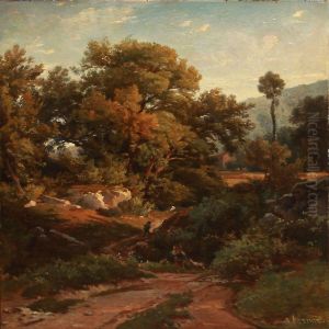 Hilly Landscape by Jean Francois Felix Bernard Armand