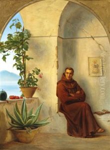 Monk In A Loggia By The Sea