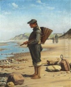 Coastal Scene From Agger With Figures At The Seashore by Anton Laurids Johannes Dorph
