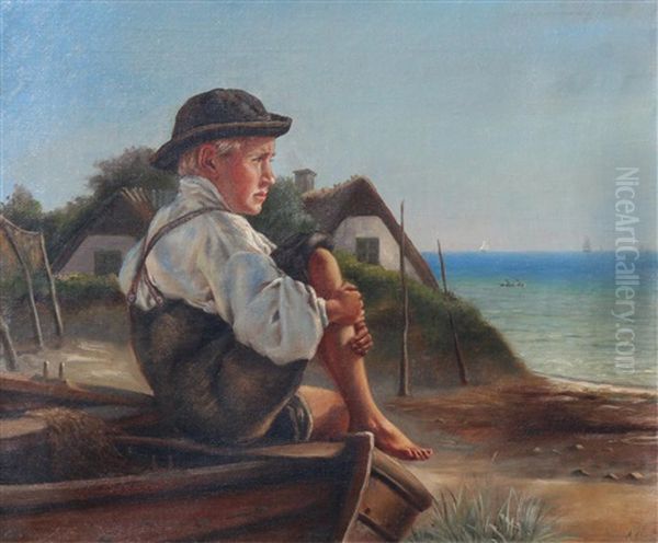 Coastal Scene With Young Fisherman - view 1