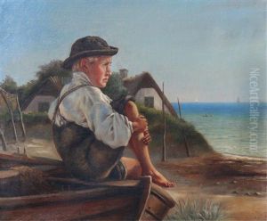 Coastal Scene With Young Fisherman by Anton Laurids Johannes Dorph