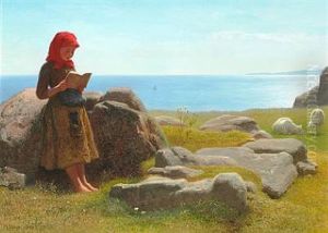 Coastal Scene With A Little Girl Reading, Presumably From Bornholm Coastal Scene With A Little Girl Reading, Presumably From Bornholm