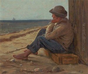 Kystparti Med Fiskerdreng by Anton Laurids Johannes Dorph
