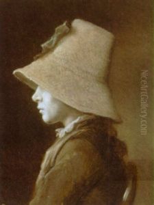Portraet Af Ung Pige Med Hat by Anton Laurids Johannes Dorph