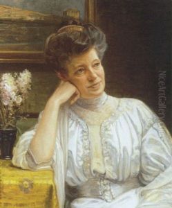 Portraet Af Kunstnerens Hustru Bertha Dorph by Niels Vinding Dorph