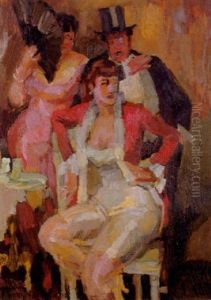 Interieur Mit Zwei Kokotten Und Einem Herren by Ferdinand Dorsch