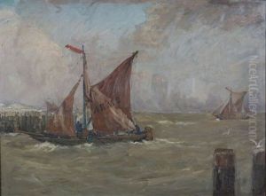 De Platbodem Arnemuiden 2 Loopt De Haven Binnen by Willem Van Dort