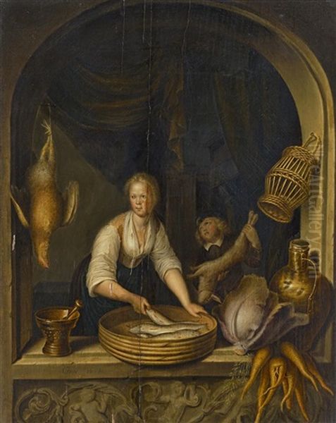 Fensternische Mit Einer Fischverkauferin - view 1