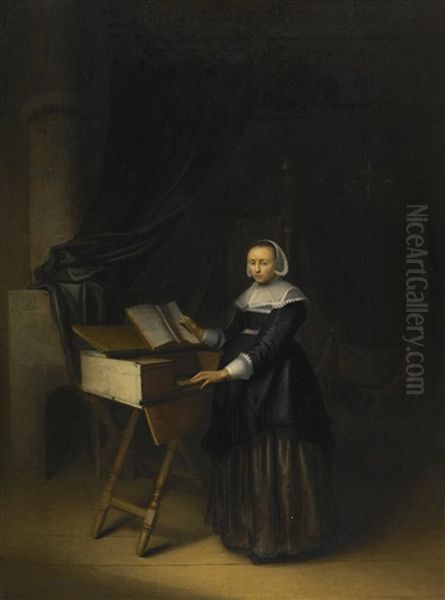 A Portrait Of A Woman At A Clavecin - view 1