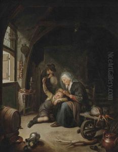 A Woman Deloucing A Child by Gerrit Dou