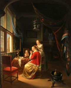 Zofe Und Dame Beim Frisieren