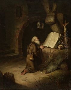 Hieronymus Im Gehause. An Einem Grossen Stein Kniet Der Kirchenvater Betend Vor Einem Kruzifix