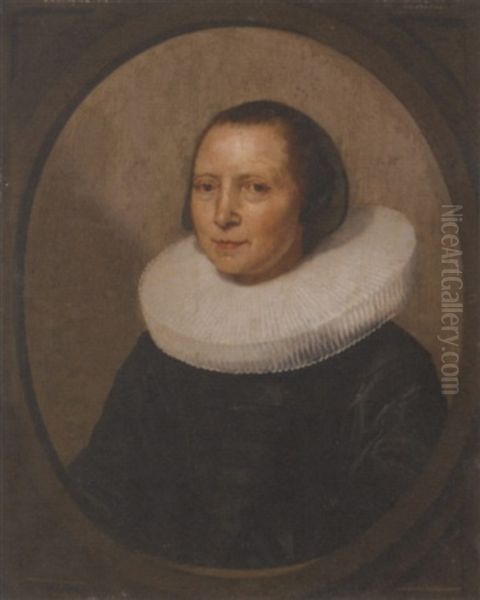 Portrait Of A Lady In A Black Velvet Dress With A White Ruff - view 1
