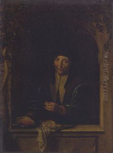 Alte Frau Am Fenster by Gerrit Dou