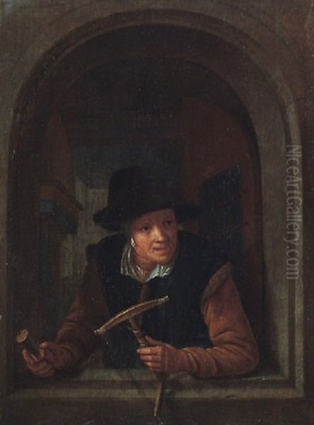 A Woman At The Window Holding A Distaff - view 1