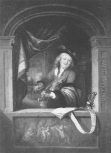 Artist Playing A Violin by Gerrit Dou