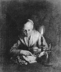 A Woman Counting Money By Candlelight by Gerrit Dou