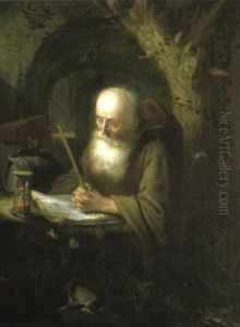 A Hermit Saint At Prayer by Gerrit Dou