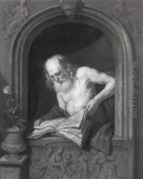 St. Jerome Reading At A Casement - view 1