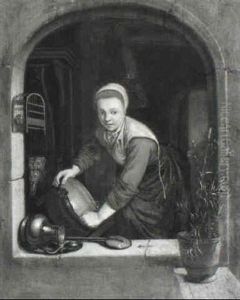 Maid Cleaning A Copper Cauldron At A Casement Maid Cleaning A Copper Cauldron At A Casement