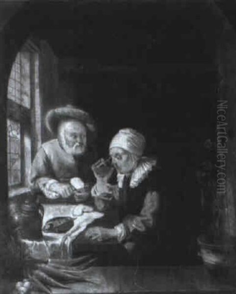 Interior With An Elderly Couple At A Meal - view 1