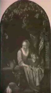 A Kitchenmaid Before A Window by Gerrit Dou