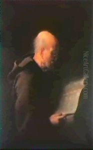 Portrait De Moine Lisant Le Nouveau Testament, Anciennement Intitule: Pere De Rembrandt Lisant La Bible