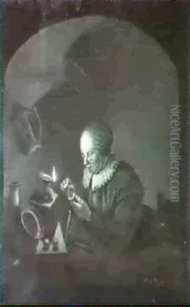 Alte Frau Mit Einer Spindel - view 1