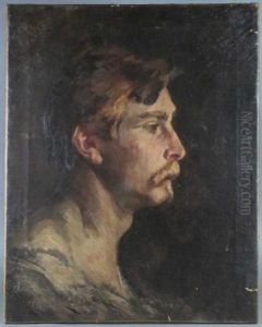 Portrait D'homme Barbu De Profil by Cecile Douard