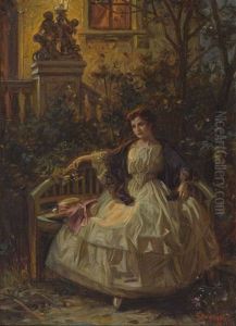 Dame Auf Einer Parkbank Sitzend by Franz Bohumil Doubek
