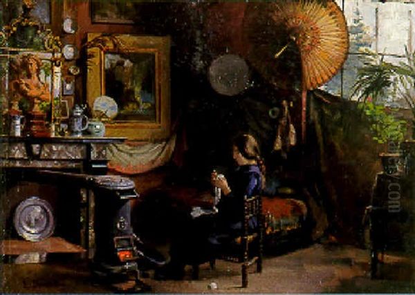 Jeune Femme Au Coin Du Poele Dans Son Interieur - view 1