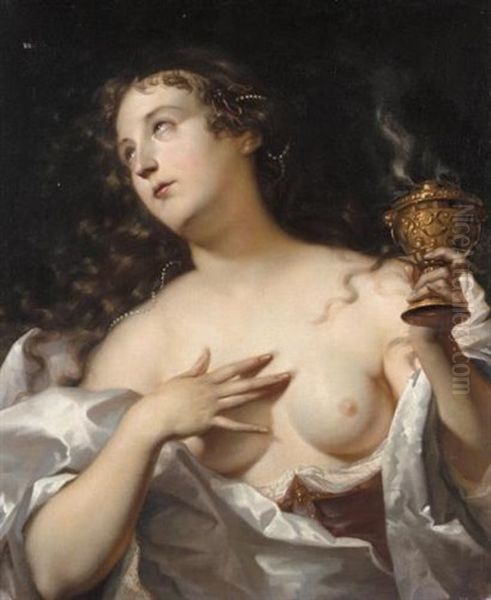 A Female Figure Holding An Incense Burner - view 1