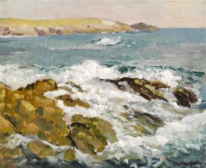 Waves On A Rocky Coast by Paul Dougherty