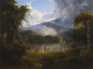 Hunters With A Dog In A Landscape Hunters With A Dog In A Landscape