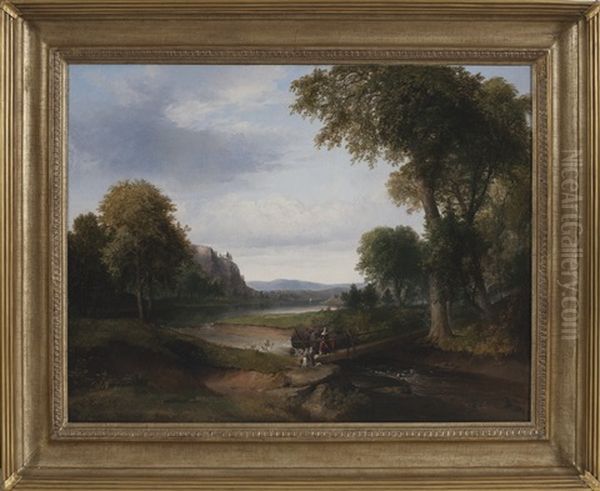 Landscape With Footbridge And Figures Fishing - view 1