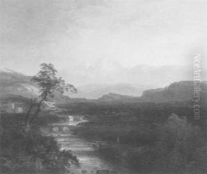 Panoramic View With Figures By A River Panoramic View With Figures By A River