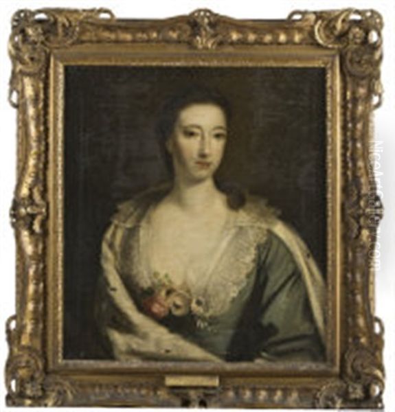 Portrait Of A Woman Mary, Duchess Of Norfolk, In An Ermine Cape And Lace Trimmed Dress, A Floral Corsage At Her Breast - view 1