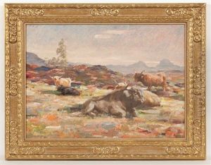 Highlnd Cattle, On The Moor (with Canisp And Suilven In The Distance) by Andrew Douglas