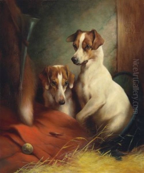 Two Terriers Waiting For Their Master - view 1